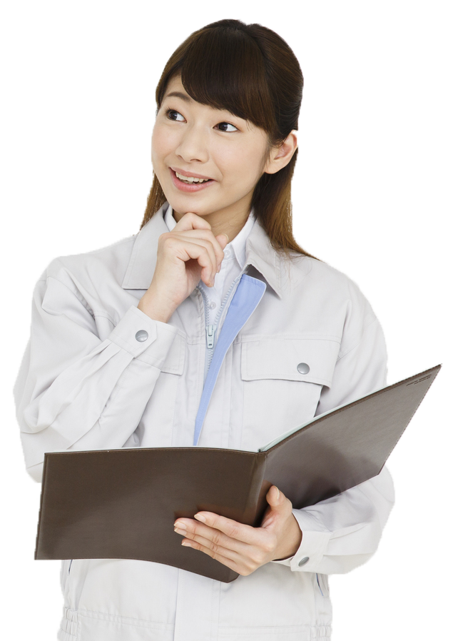 作業服を着た女性スタッフ